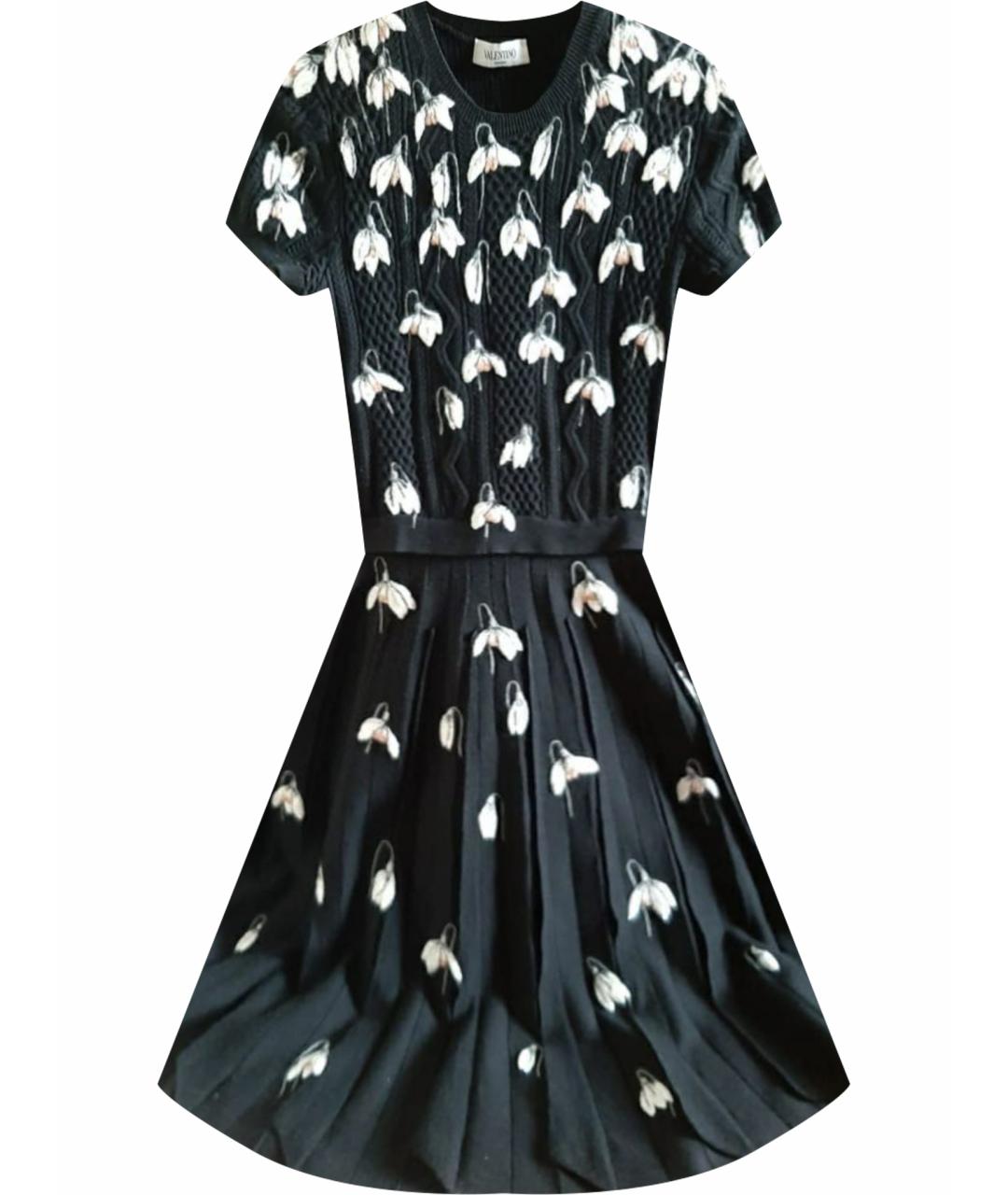 VALENTINO Черное шерстяное повседневное платье, фото 1