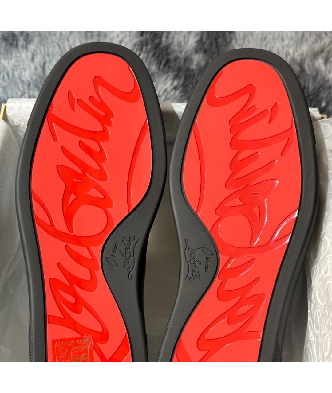 CHRISTIAN LOUBOUTIN Черные кожаные низкие кроссовки / кеды, фото 5