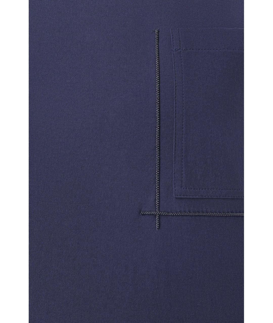 BRUNELLO CUCINELLI Темно-синяя хлопковая футболка, фото 2