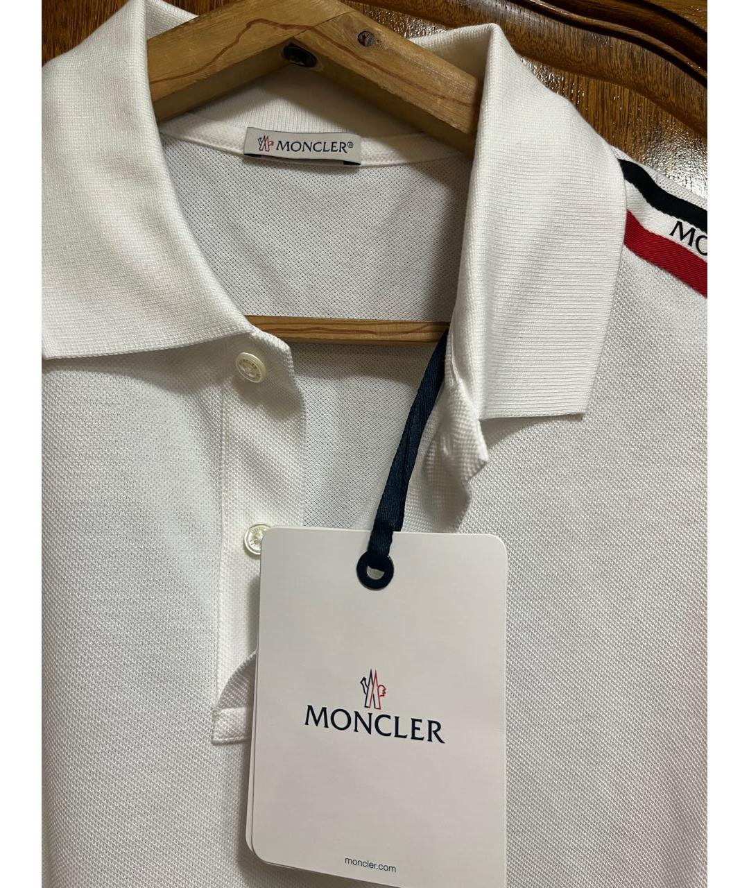 MONCLER Белое хлопковое поло с коротким рукавом, фото 3