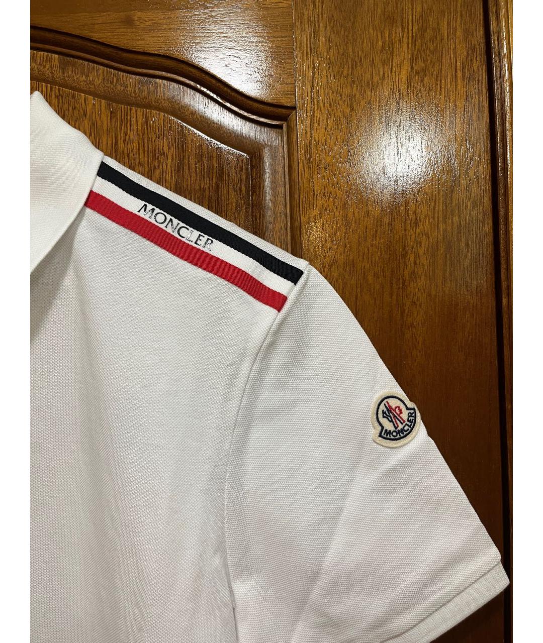 MONCLER Белое хлопковое поло с коротким рукавом, фото 6