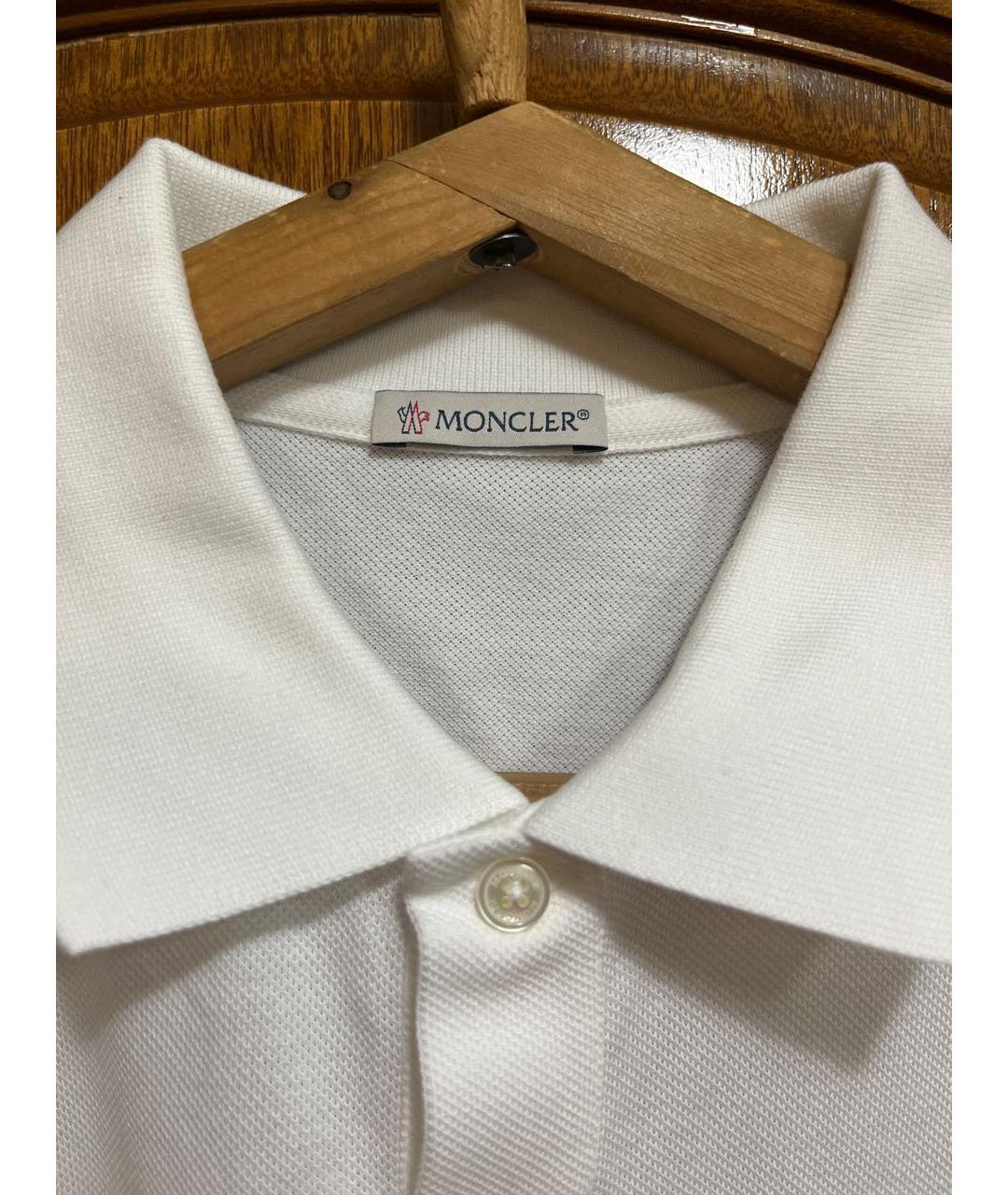 MONCLER Белое хлопковое поло с коротким рукавом, фото 5