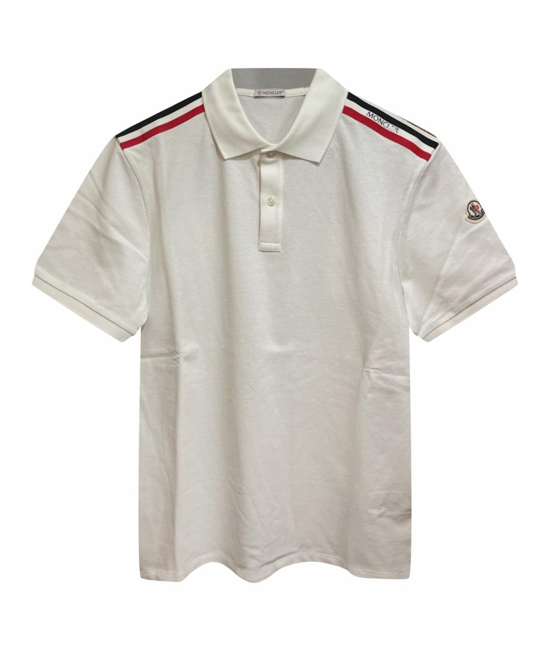 MONCLER Белое хлопковое поло с коротким рукавом, фото 1