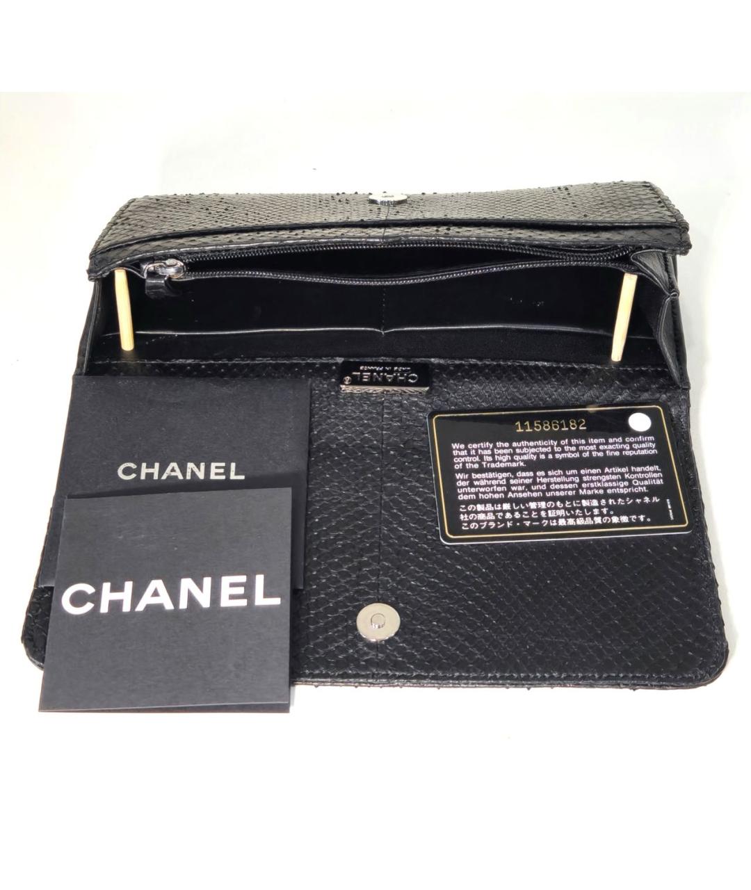 CHANEL Черный кошелек из экзотической кожи, фото 8