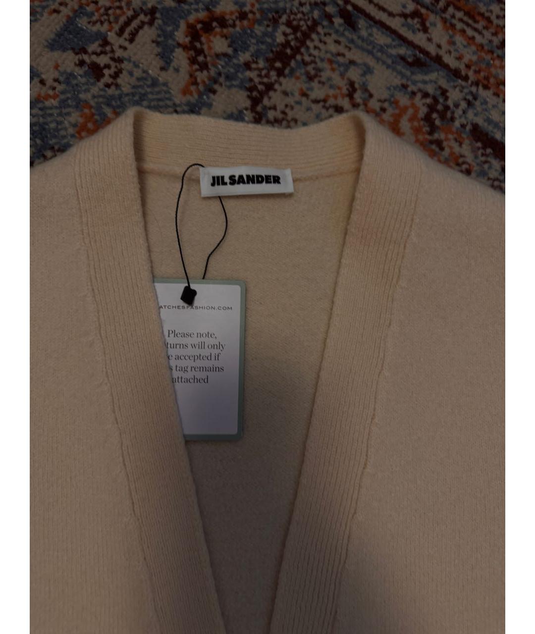JIL SANDER Бежевый шерстяной кардиган, фото 3