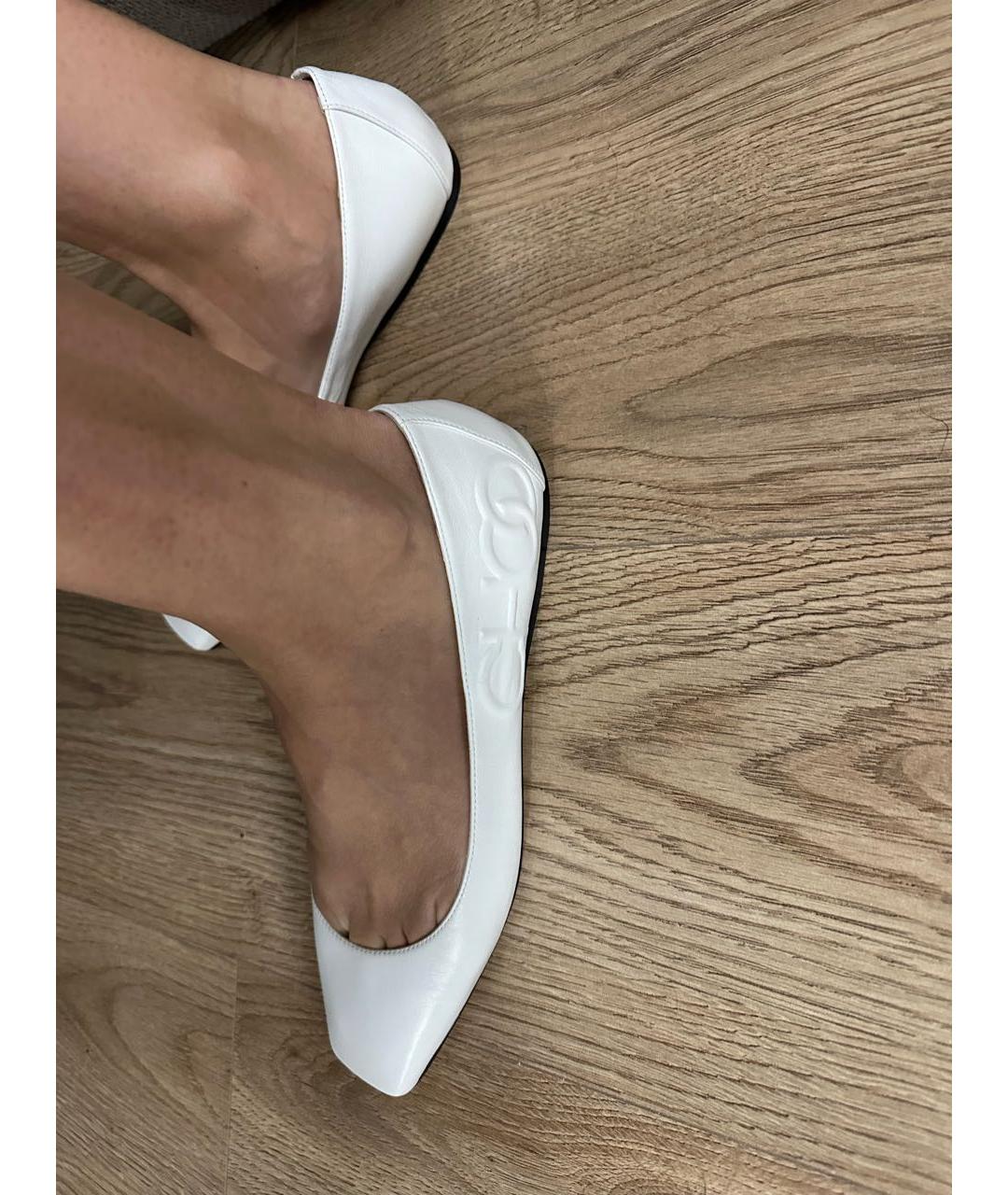 JIMMY CHOO Белые кожаные балетки, фото 7