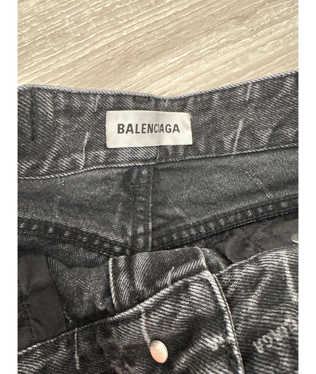 BALENCIAGA Антрацитовые хлопковые прямые джинсы, фото 4