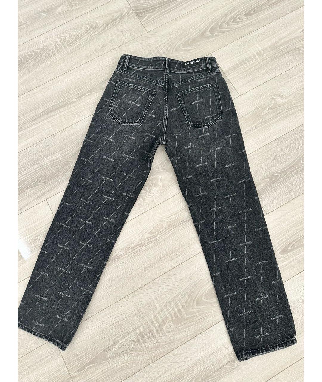 BALENCIAGA Антрацитовые хлопковые прямые джинсы, фото 2