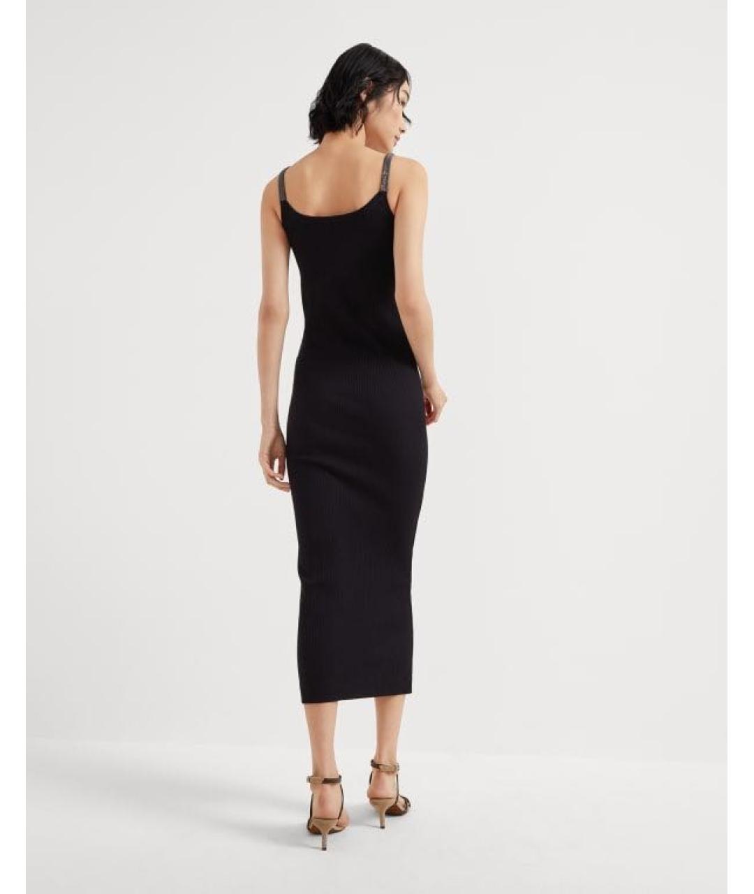 BRUNELLO CUCINELLI Черное хлопковое коктейльное платье, фото 3