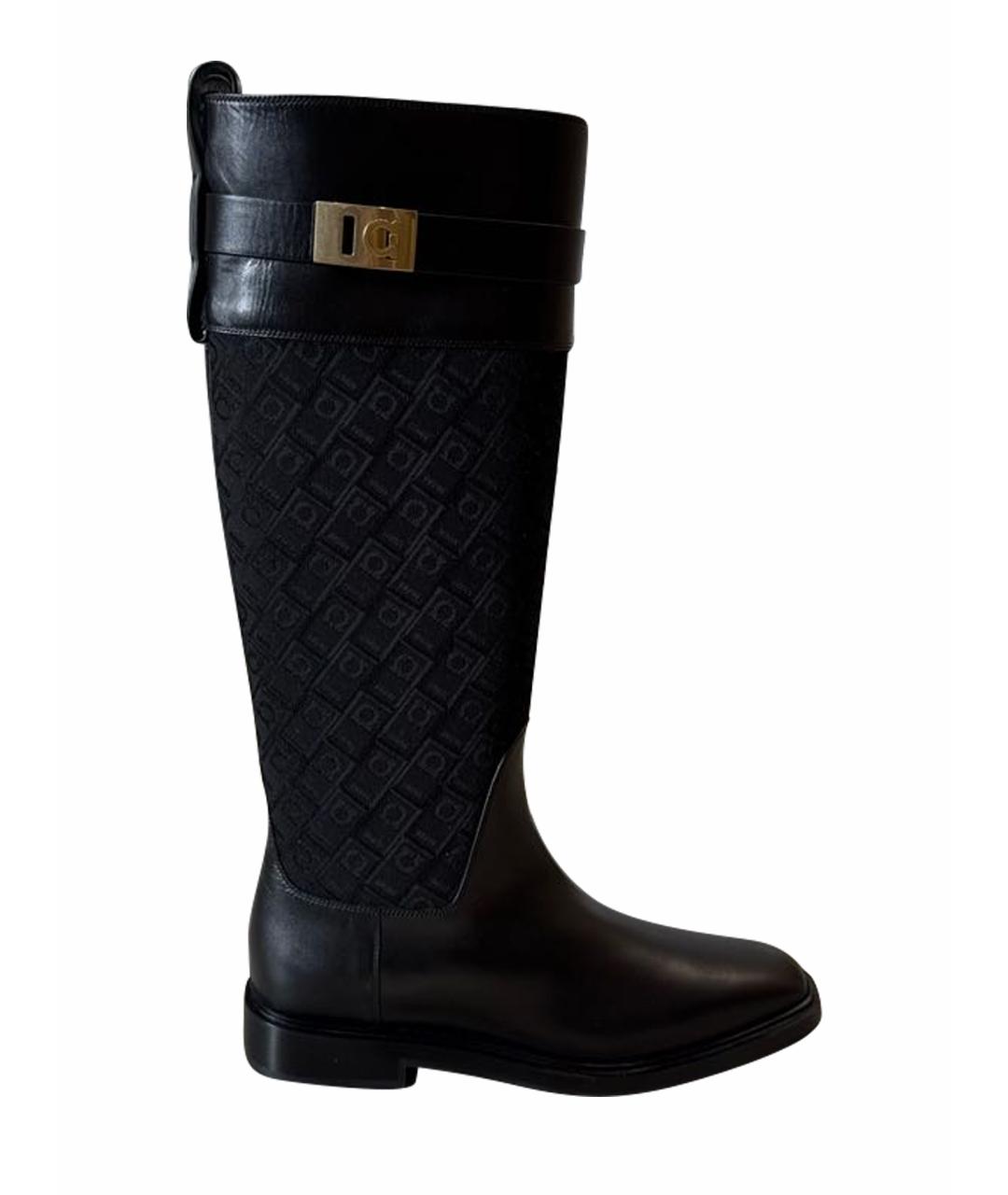 FERRAGAMO Черные кожаные сапоги, фото 1