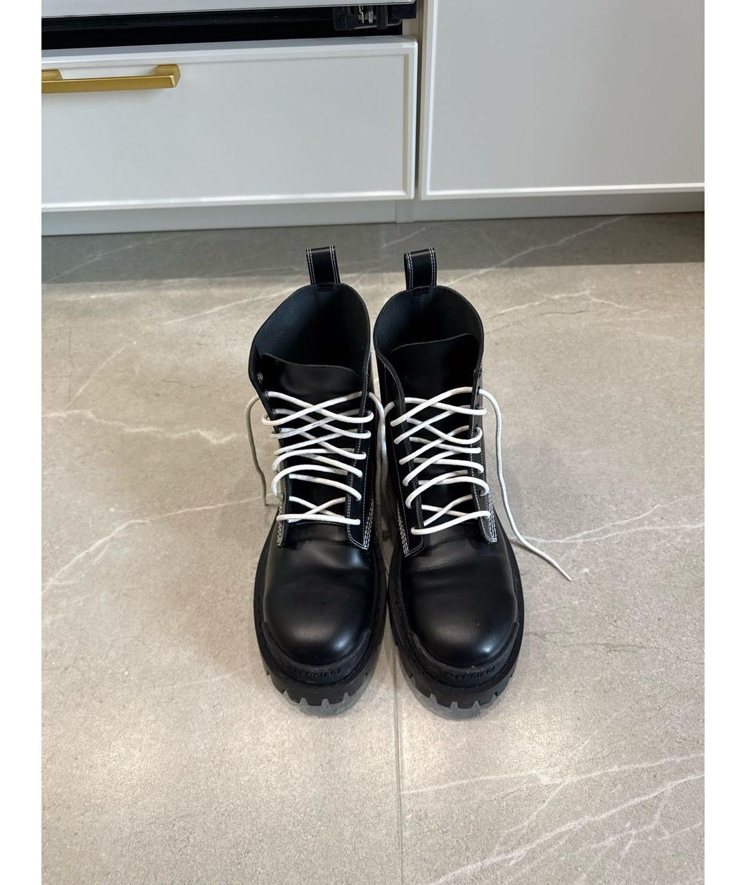 BALENCIAGA Черные кожаные ботинки, фото 2
