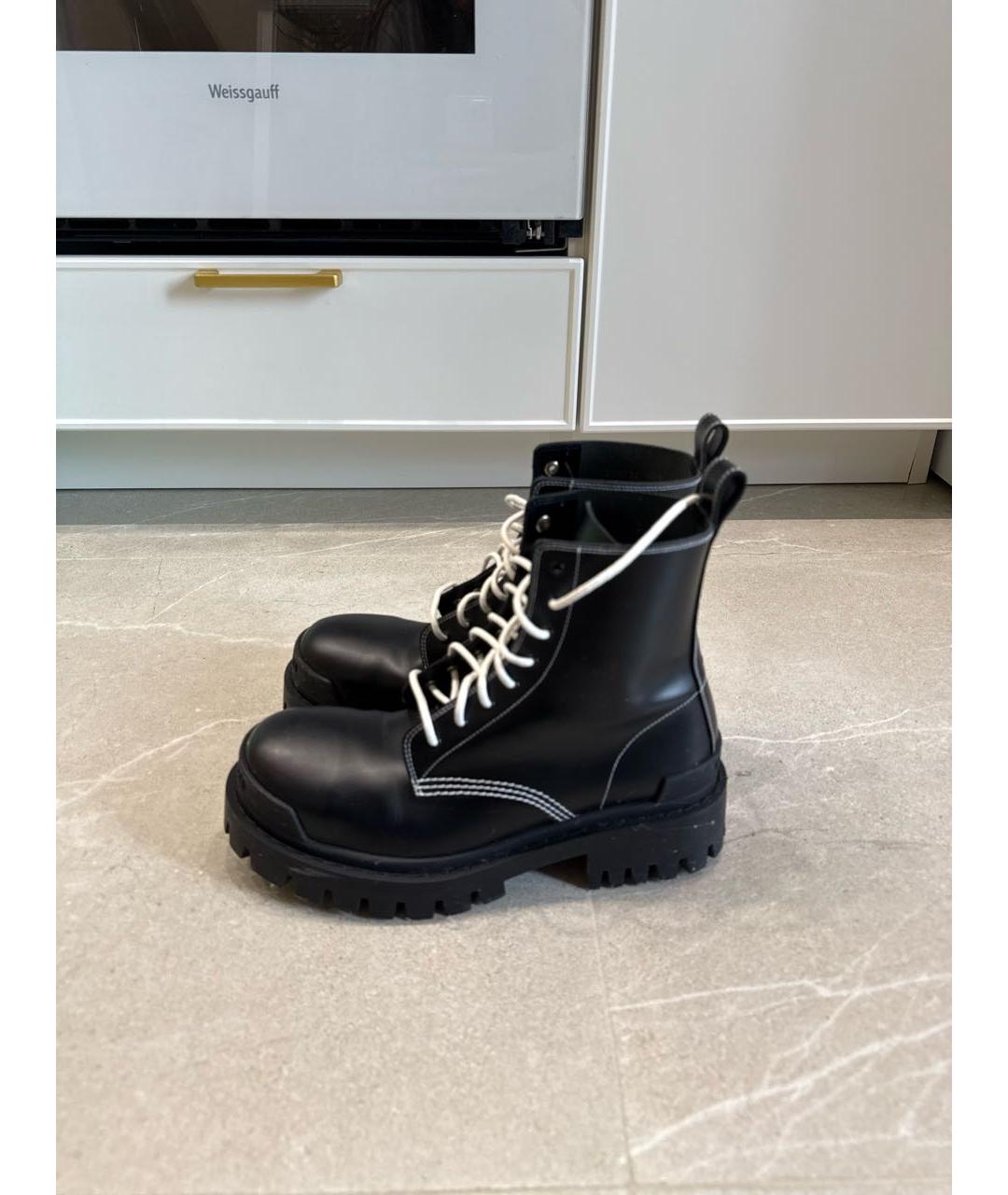 BALENCIAGA Черные кожаные ботинки, фото 5