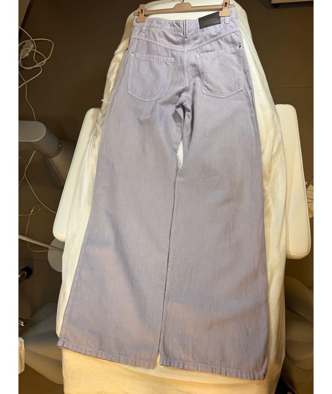 BRUNELLO CUCINELLI Фиолетовые хлопко-леновые прямые джинсы, фото 2