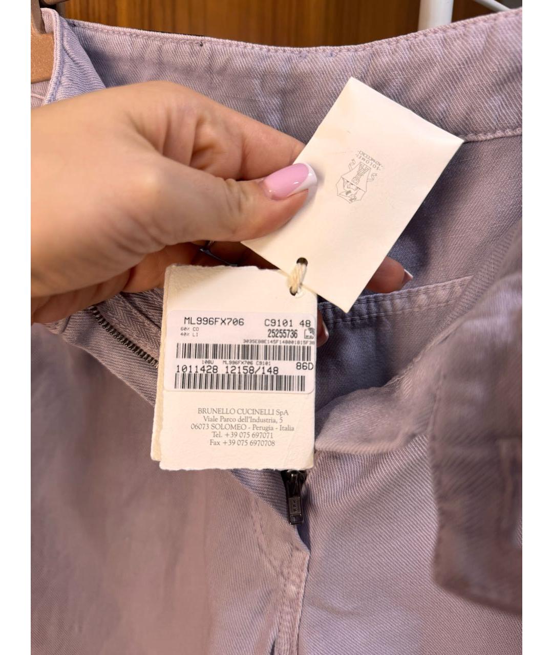 BRUNELLO CUCINELLI Фиолетовые хлопко-леновые прямые джинсы, фото 5
