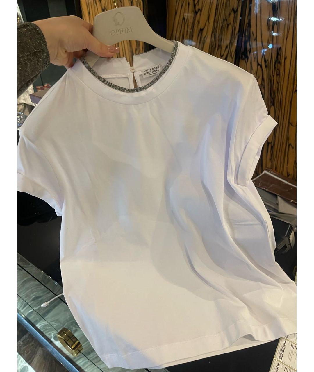 BRUNELLO CUCINELLI Белая хлопковая футболка, фото 4