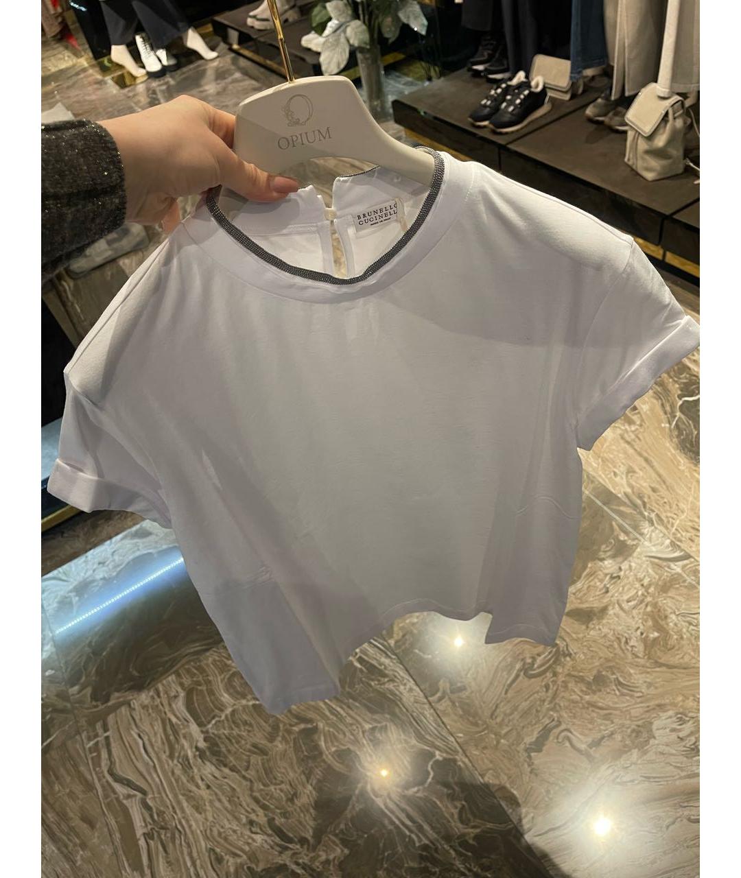 BRUNELLO CUCINELLI Белая хлопковая футболка, фото 3
