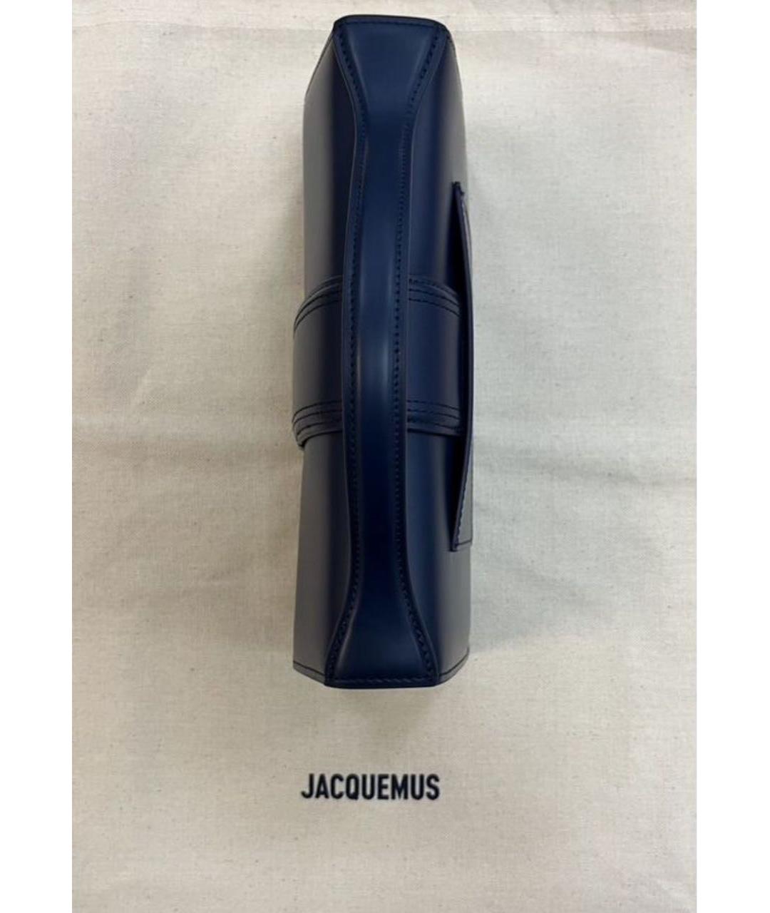 JACQUEMUS Темно-синяя кожаная сумка с короткими ручками, фото 8