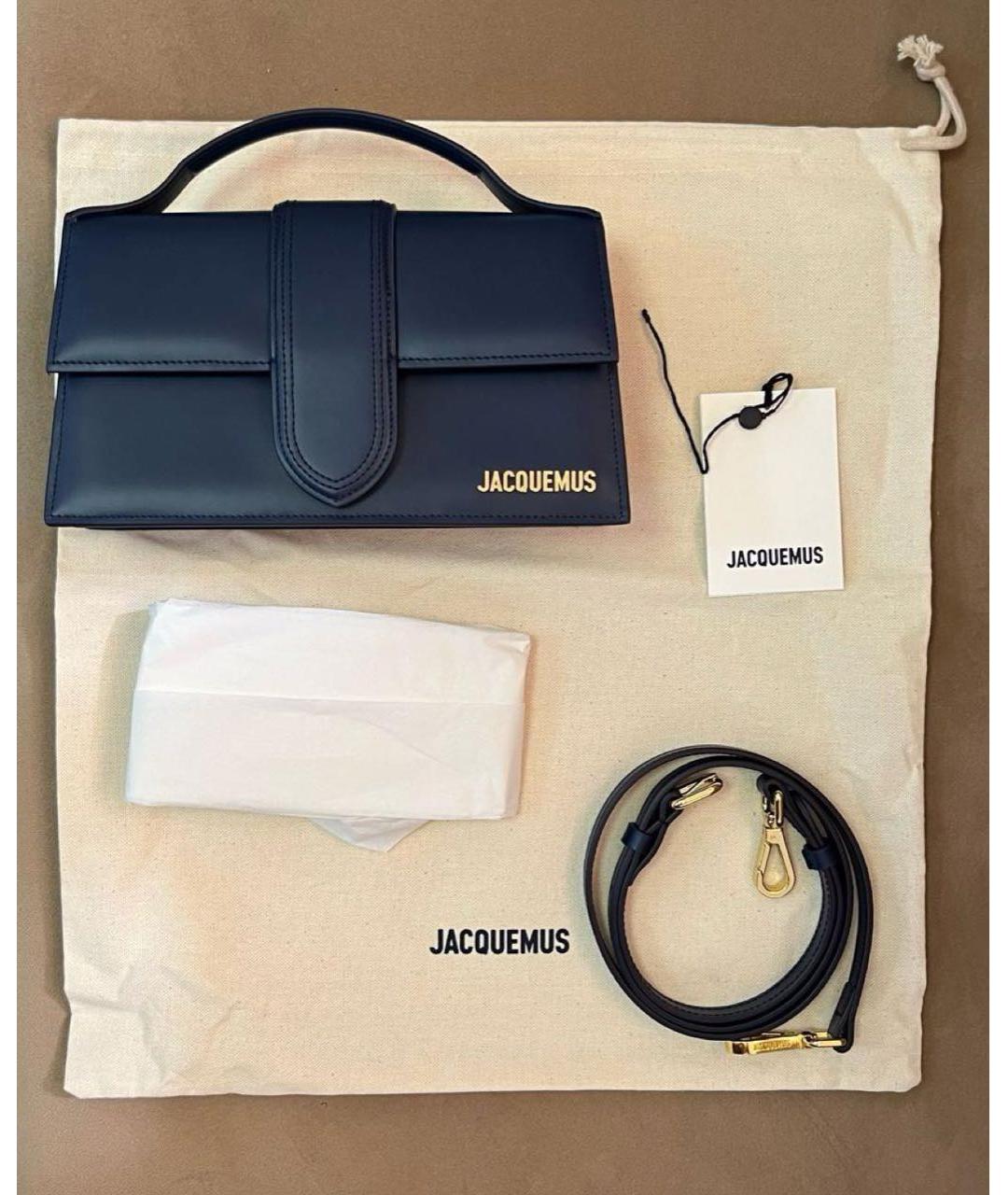 JACQUEMUS Темно-синяя кожаная сумка с короткими ручками, фото 7