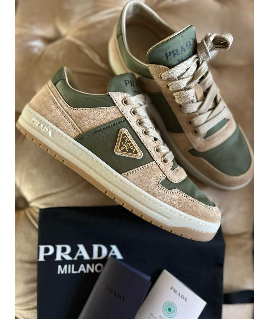 PRADA Бежевые замшевые кеды, фото 5