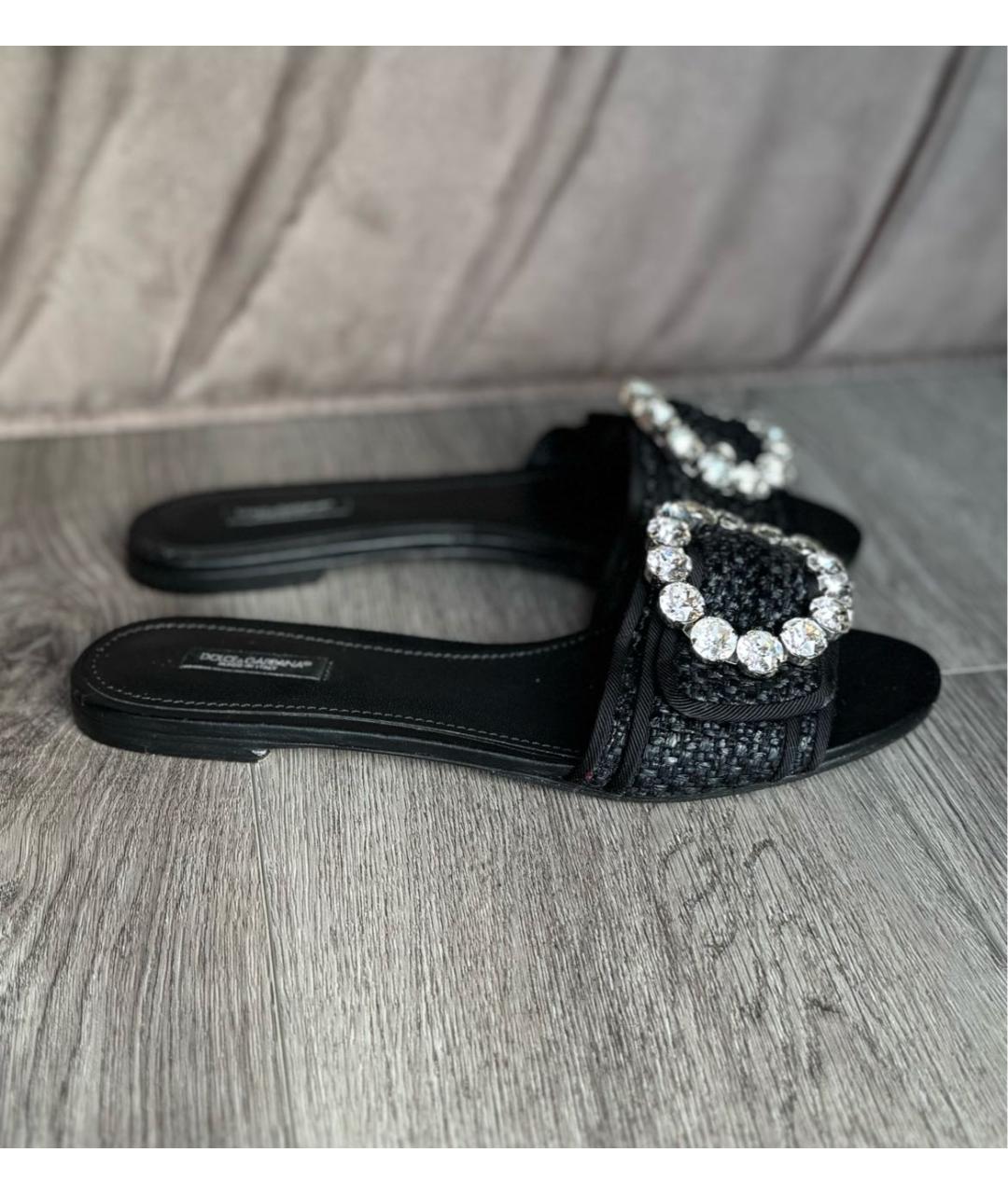 DOLCE&GABBANA Черные шлепанцы, фото 5