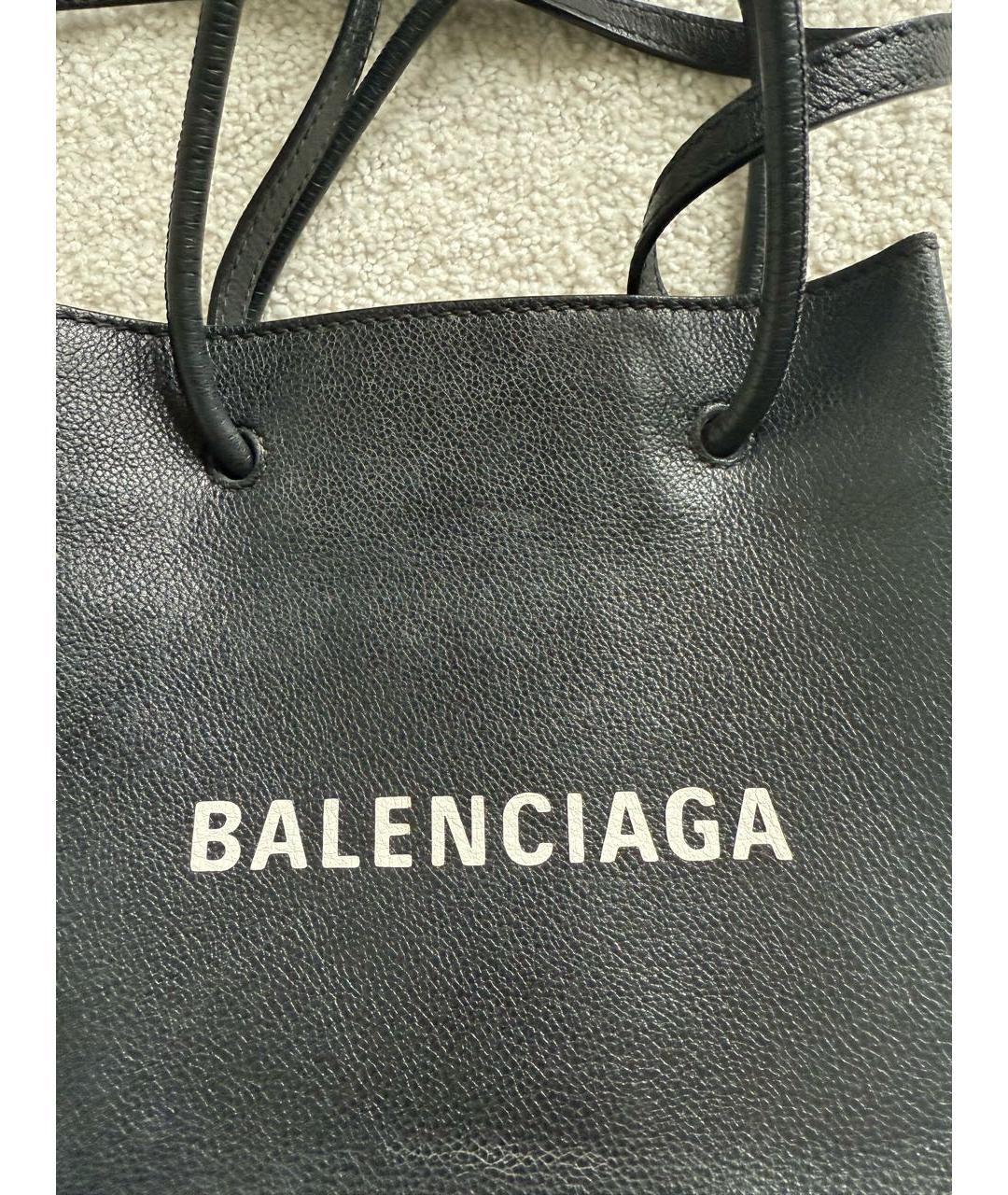 BALENCIAGA Черная кожаная сумка тоут, фото 2