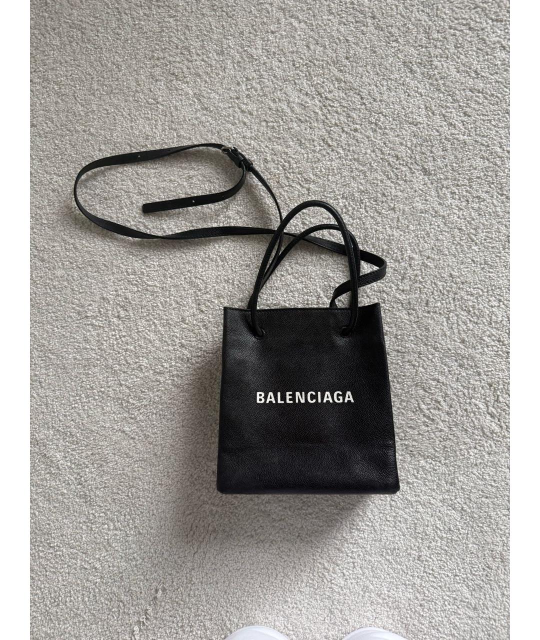 BALENCIAGA Черная кожаная сумка тоут, фото 4