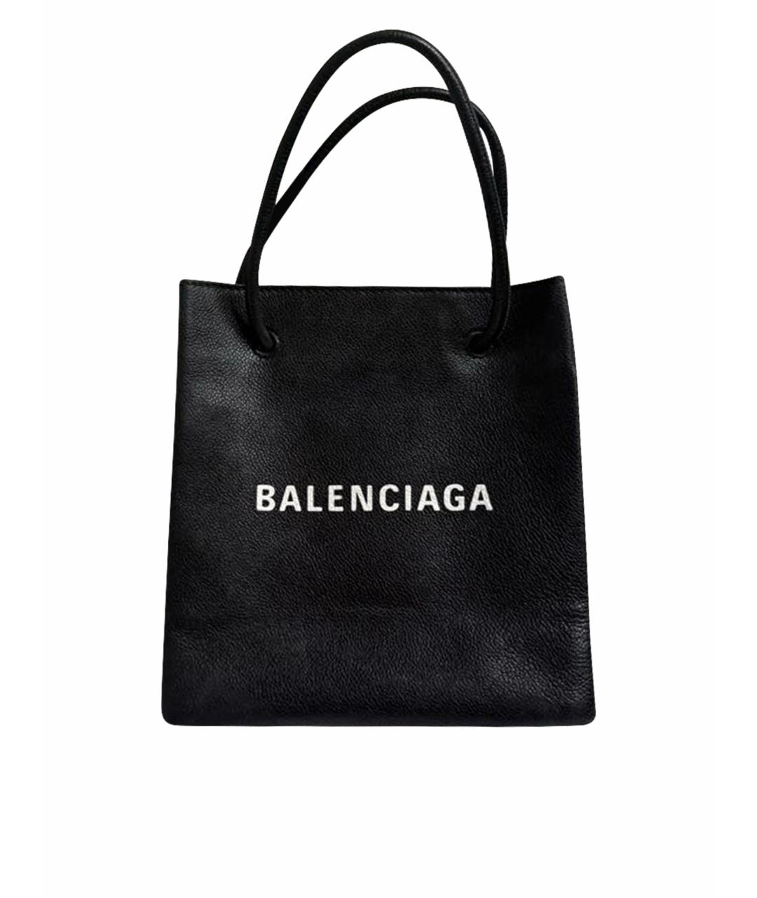 BALENCIAGA Черная кожаная сумка тоут, фото 1