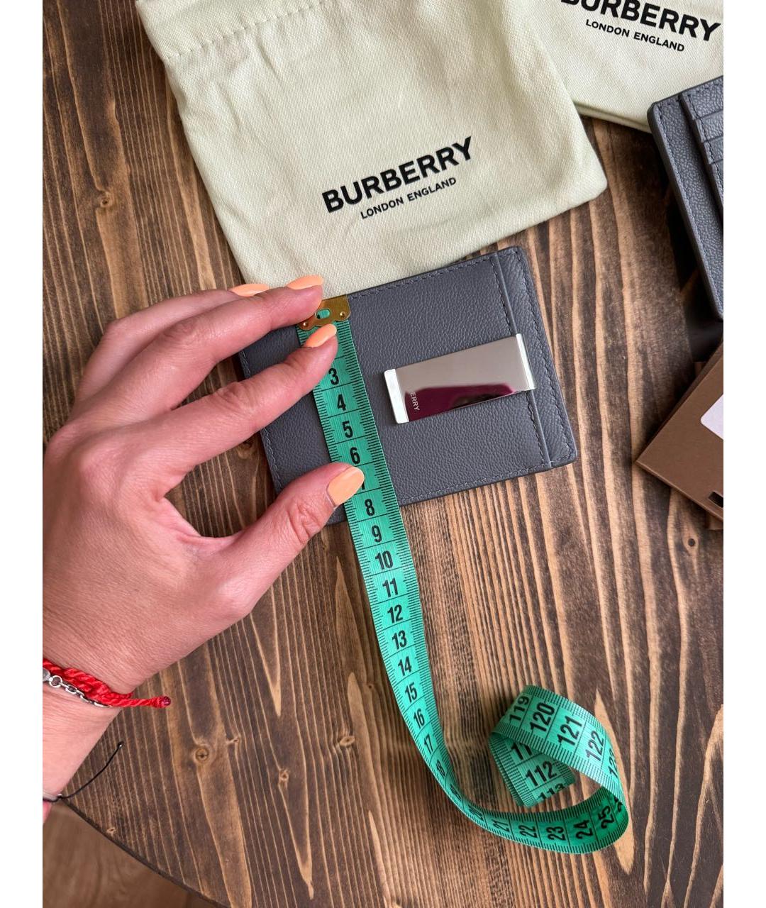 BURBERRY Серый кожаный кардхолдер, фото 5