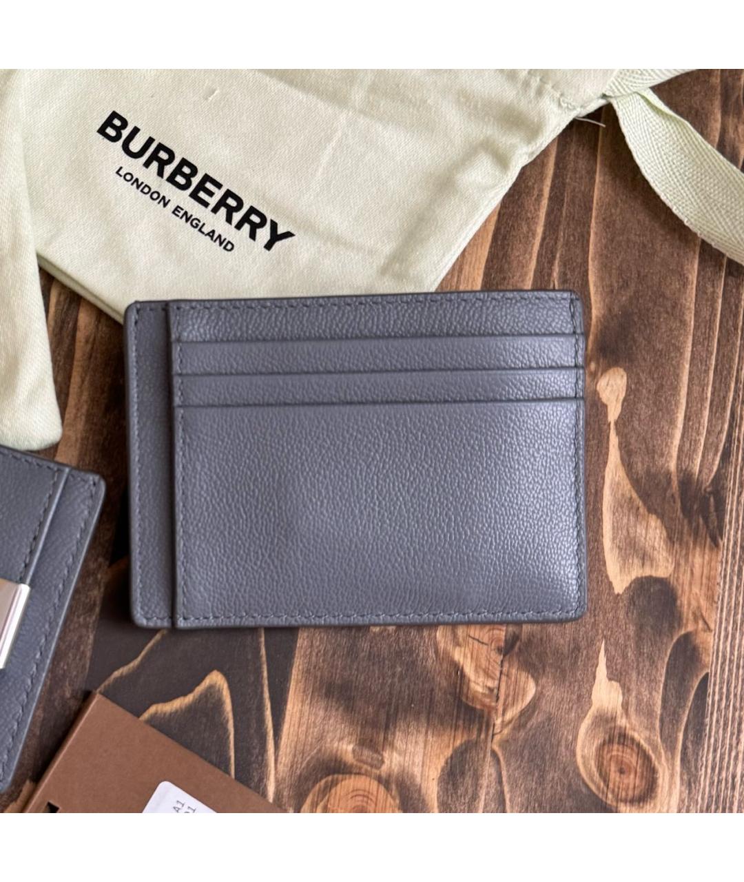 BURBERRY Серый кожаный кардхолдер, фото 7