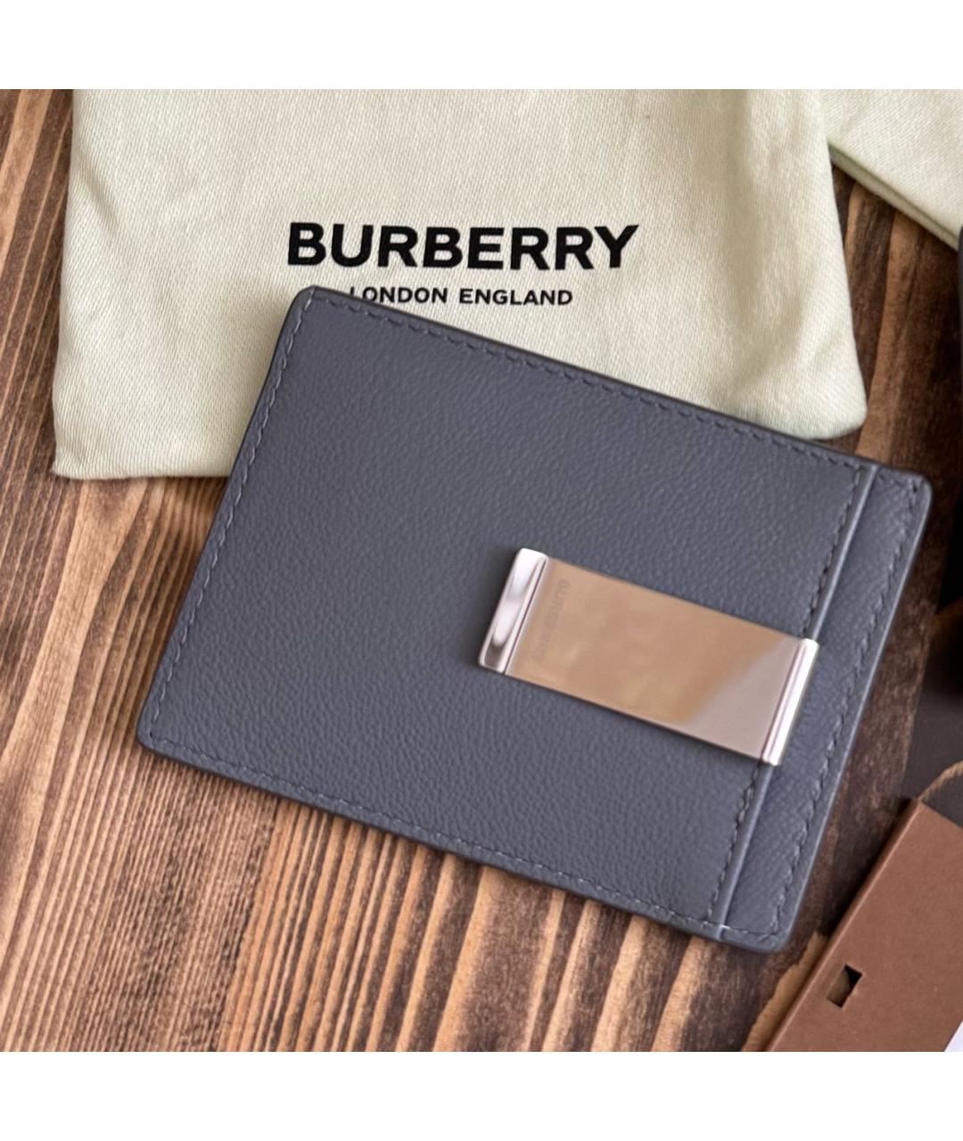 BURBERRY Серый кожаный кардхолдер, фото 2
