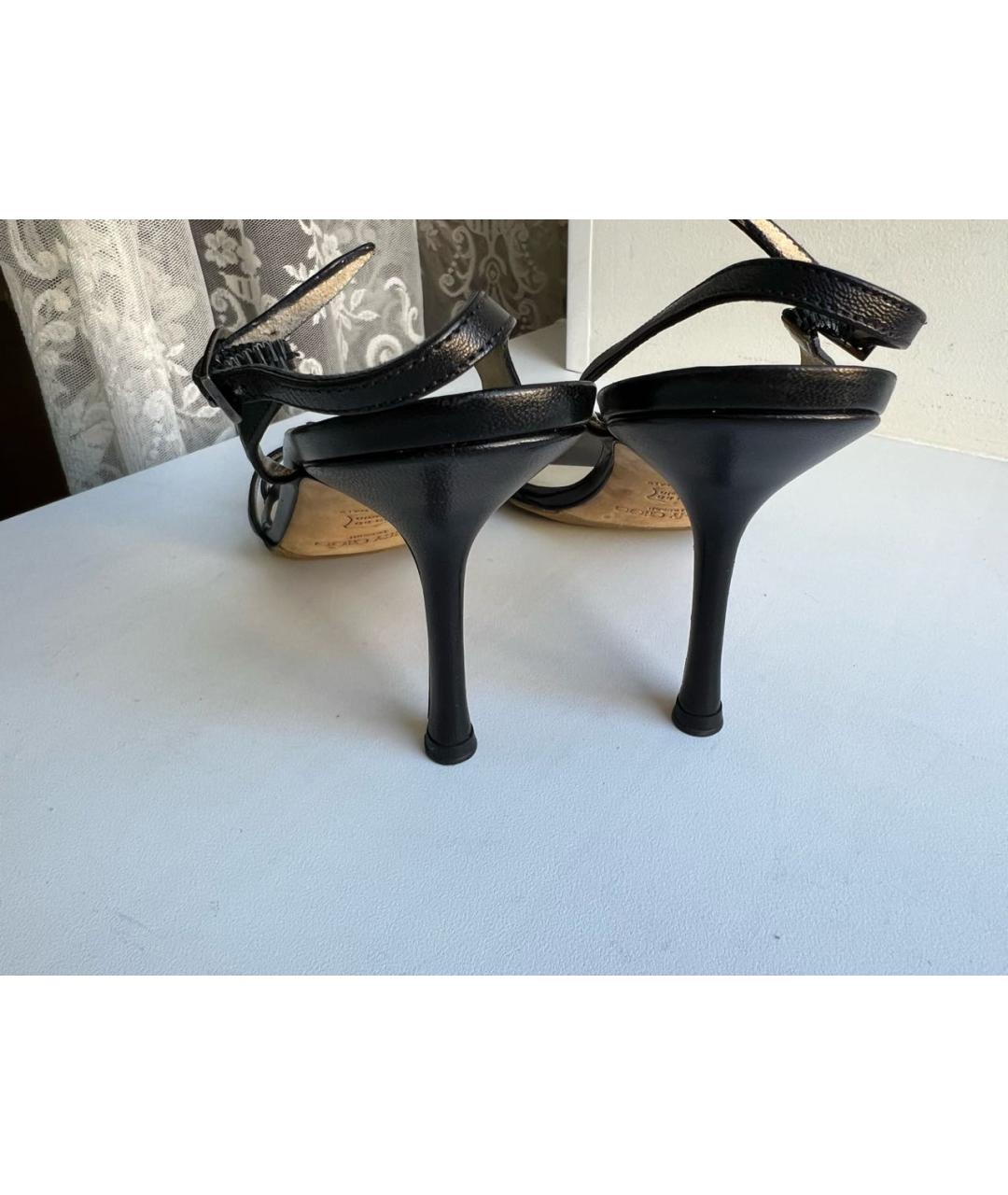 JIMMY CHOO Черные кожаные босоножки, фото 5