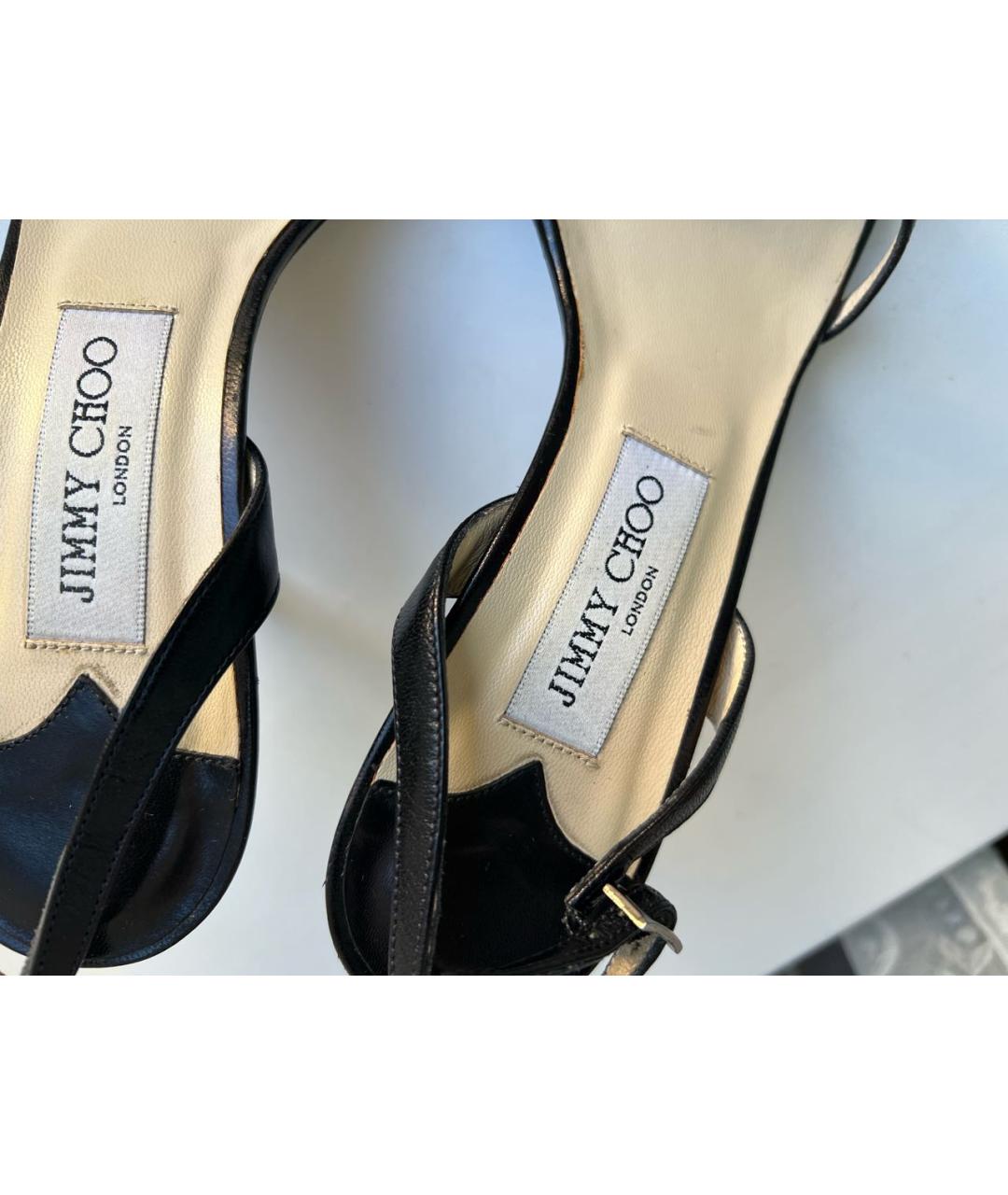 JIMMY CHOO Черные кожаные босоножки, фото 4