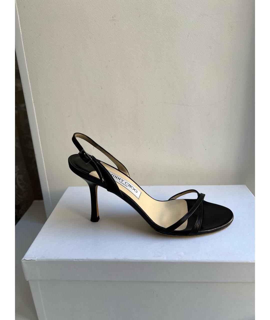 JIMMY CHOO Черные кожаные босоножки, фото 7
