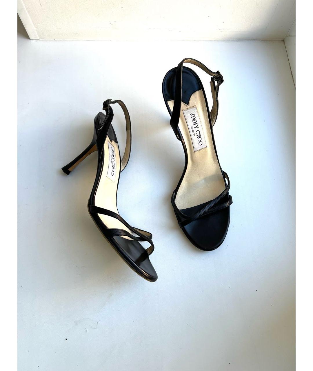 JIMMY CHOO Черные кожаные босоножки, фото 3