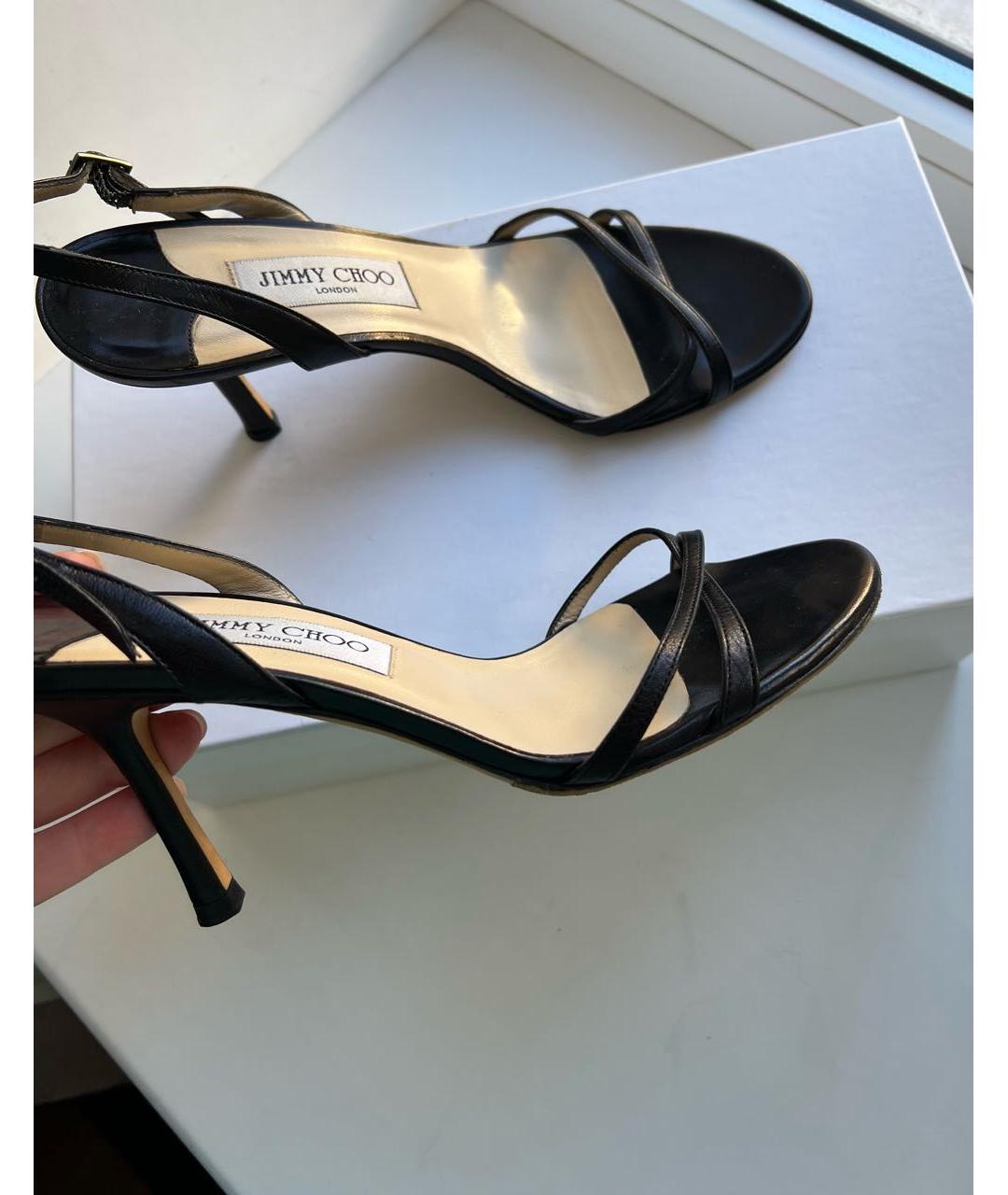 JIMMY CHOO Черные кожаные босоножки, фото 2