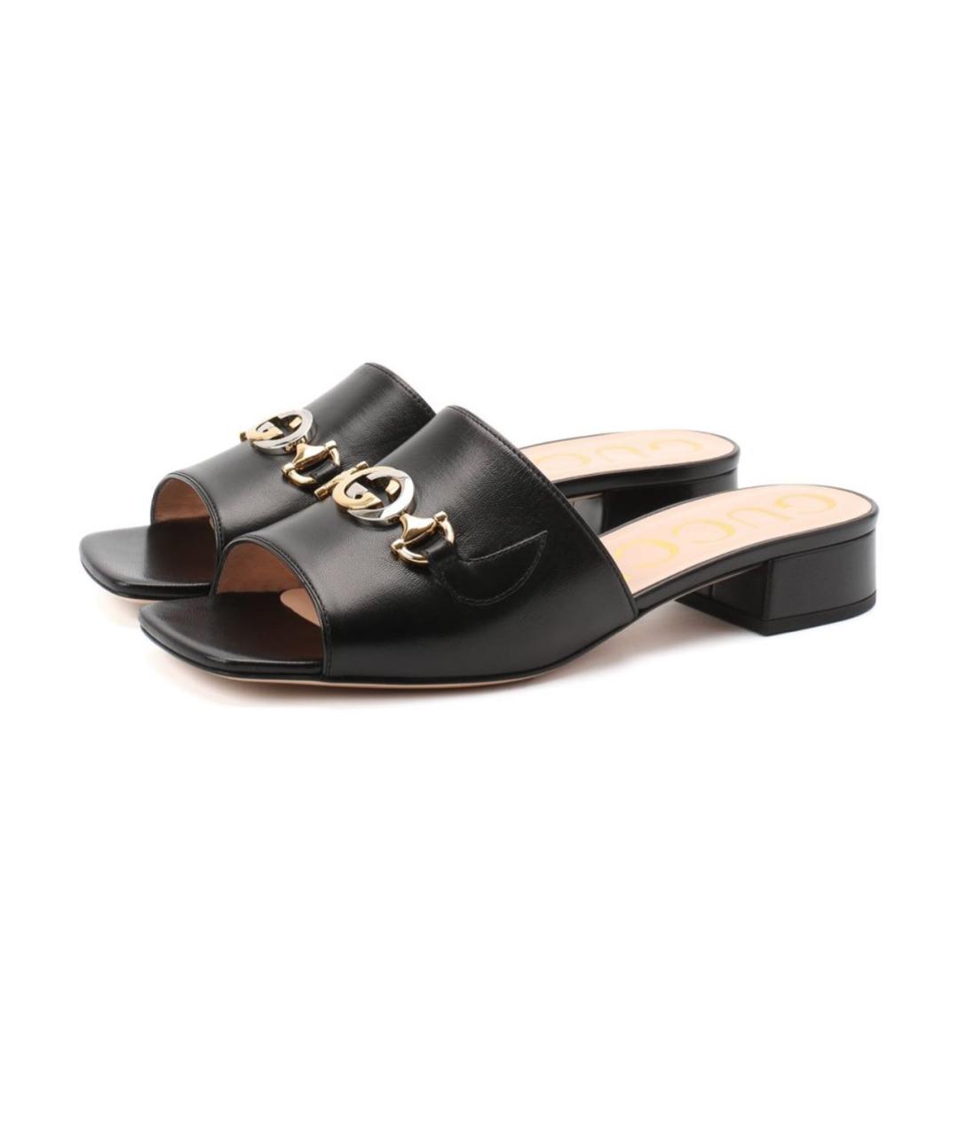GUCCI Черные кожаные мюли, фото 2