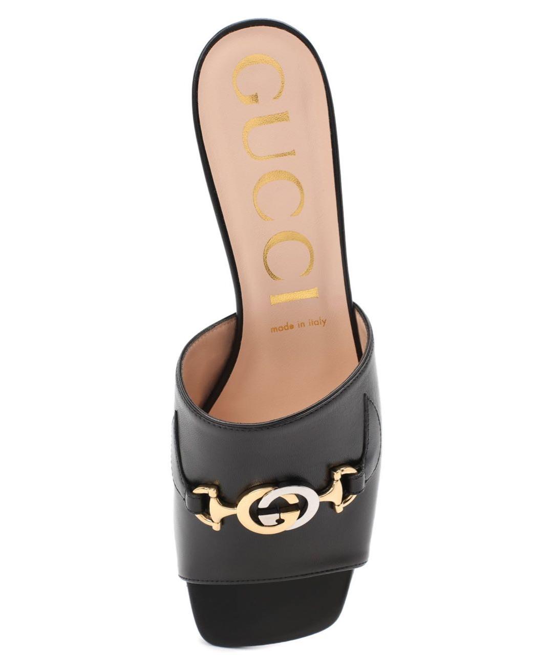 GUCCI Черные кожаные мюли, фото 4