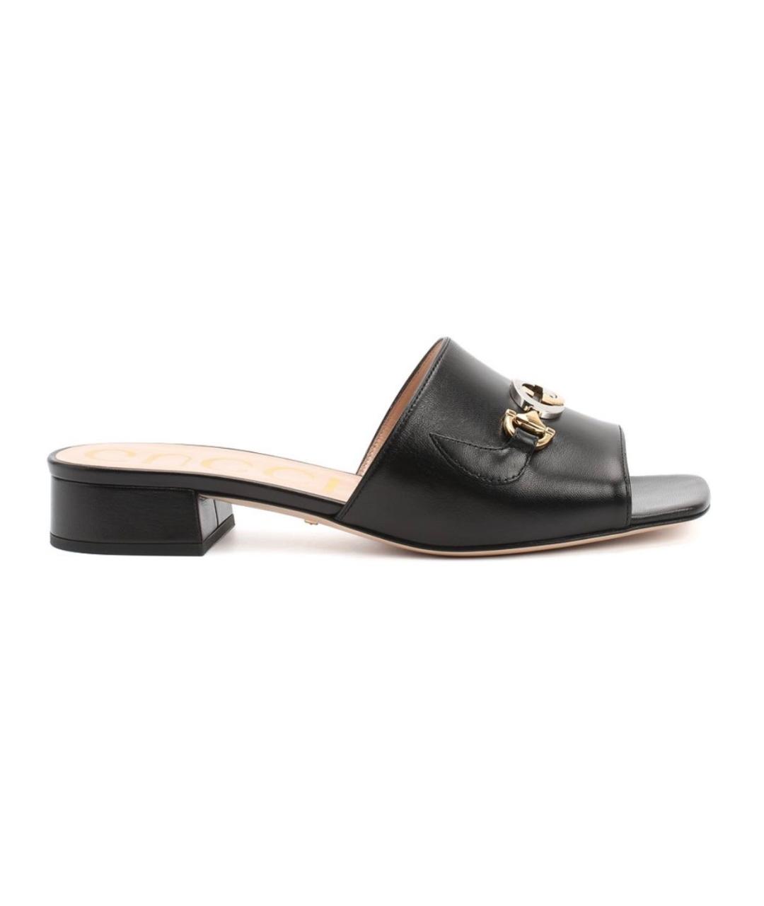GUCCI Черные кожаные мюли, фото 6