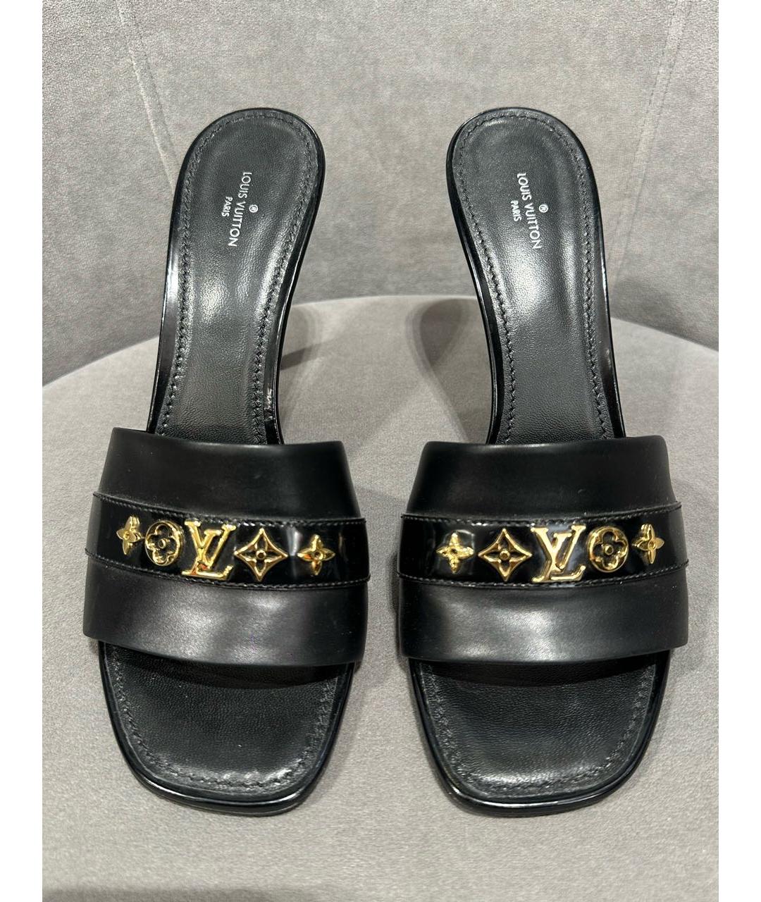 LOUIS VUITTON Черные кожаные мюли, фото 2