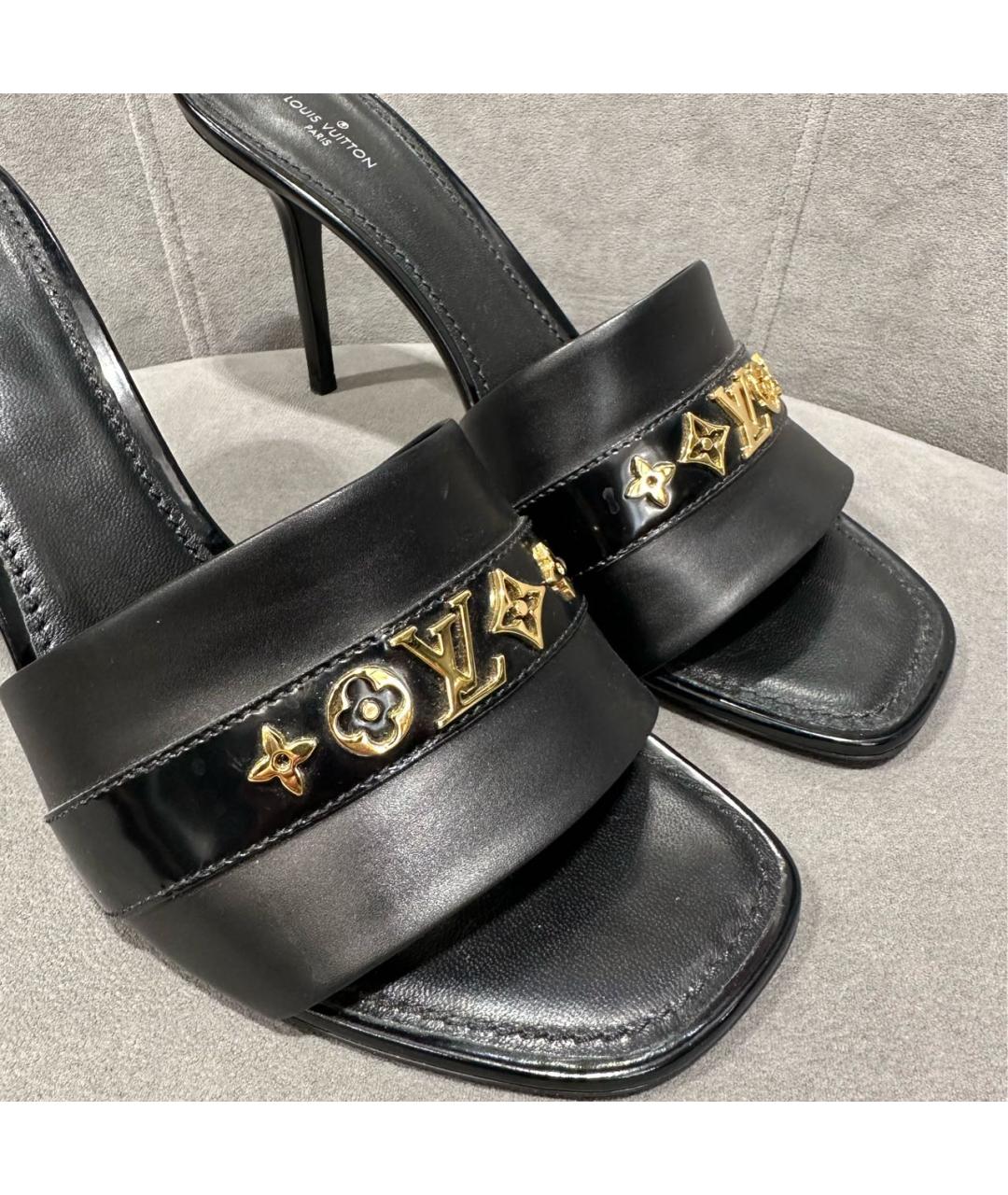 LOUIS VUITTON Черные кожаные мюли, фото 5