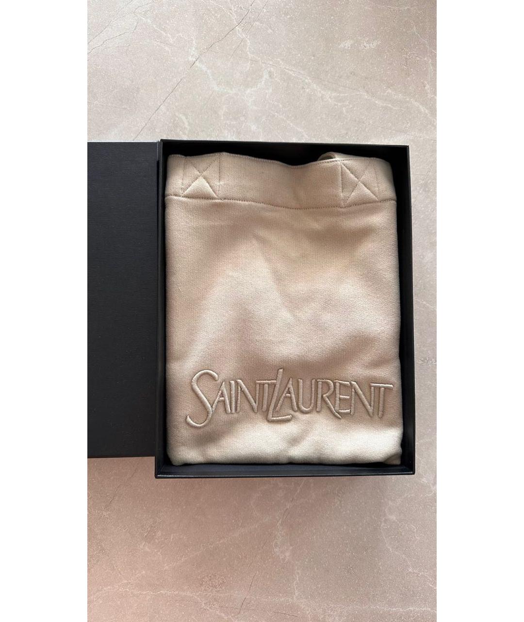 SAINT LAURENT Бежевая тканевая сумка тоут, фото 2