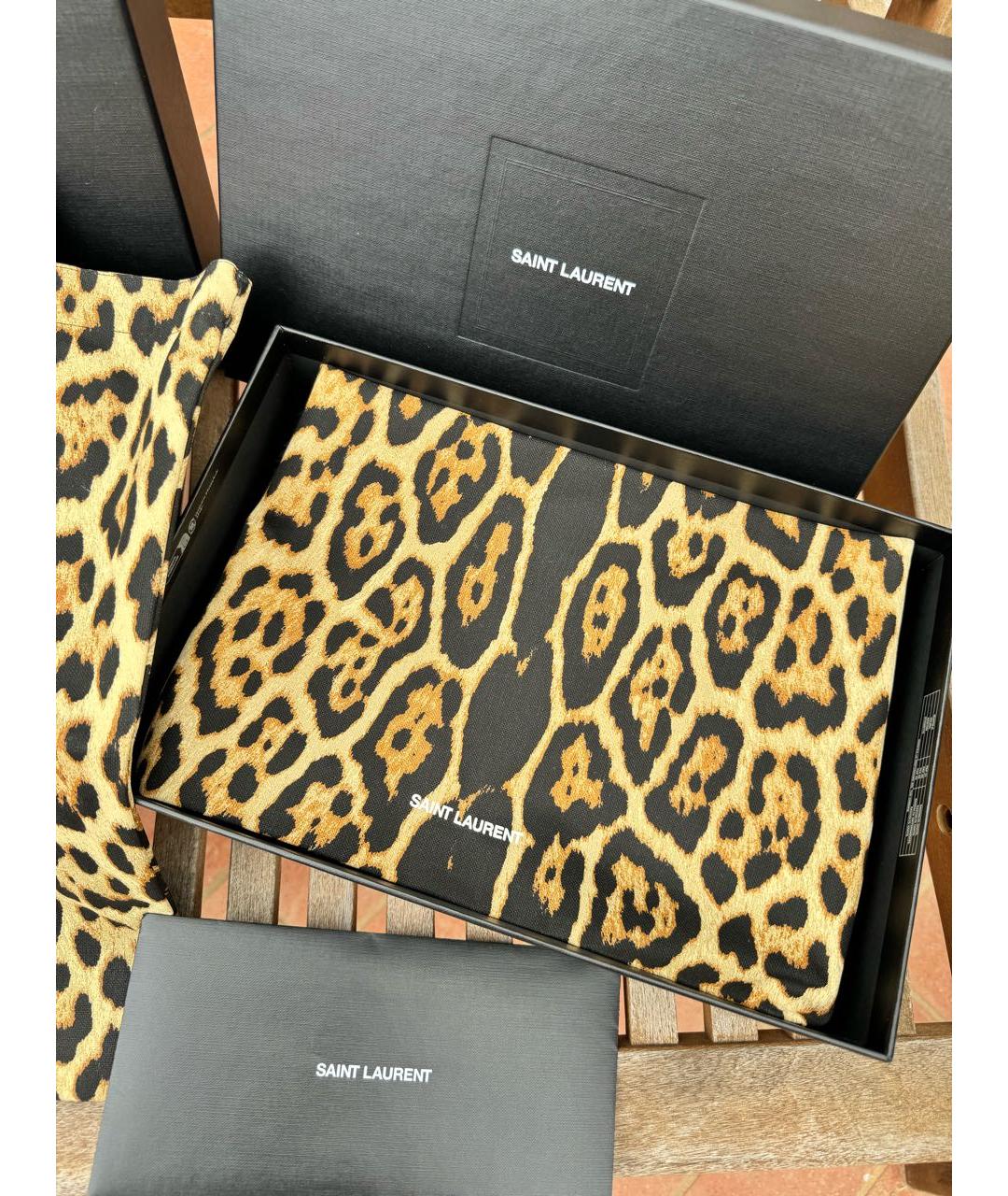 SAINT LAURENT Коричневая хлопковая сумка тоут, фото 2
