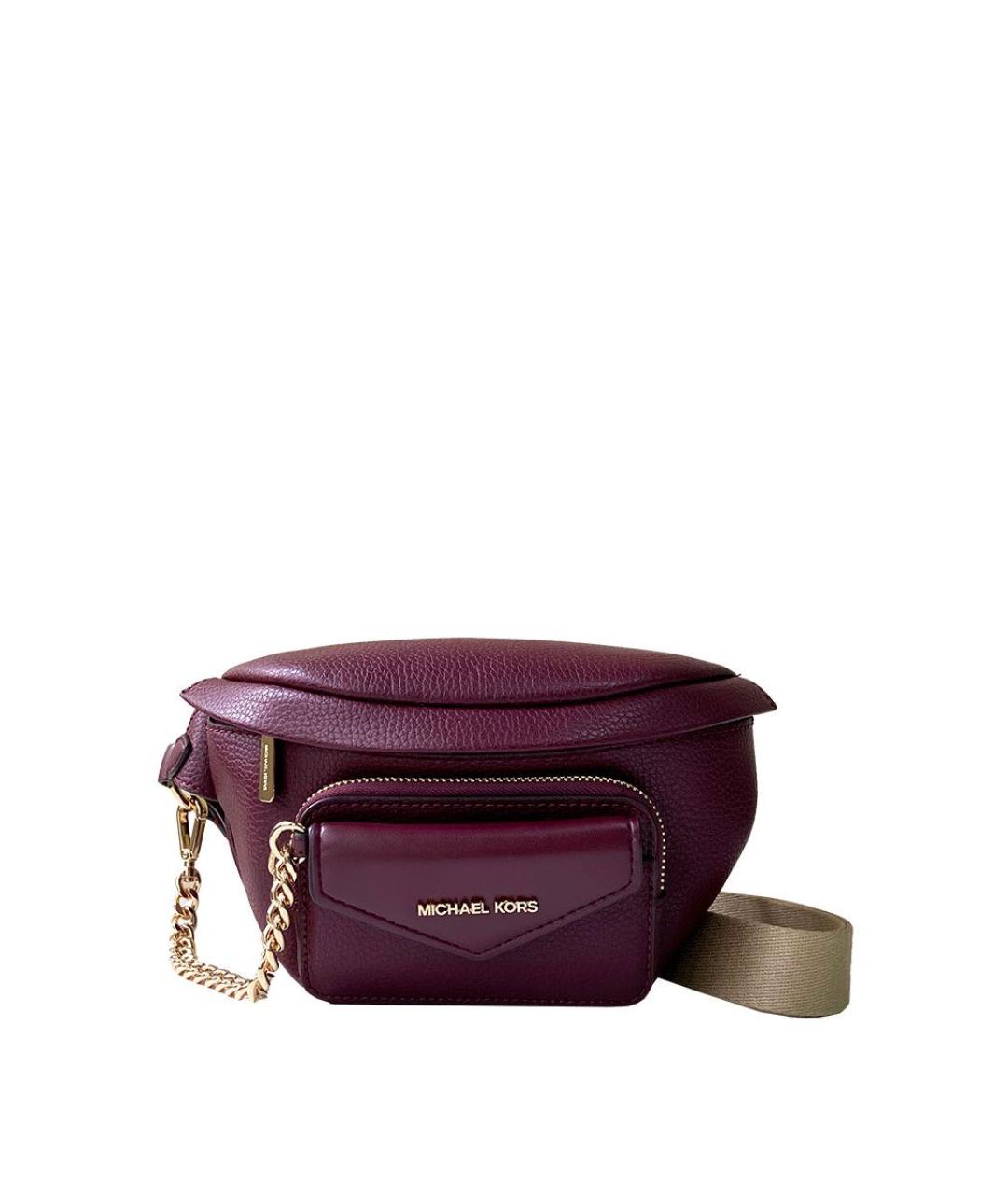 MICHAEL MICHAEL KORS Бордовая кожаная поясная сумка, фото 1