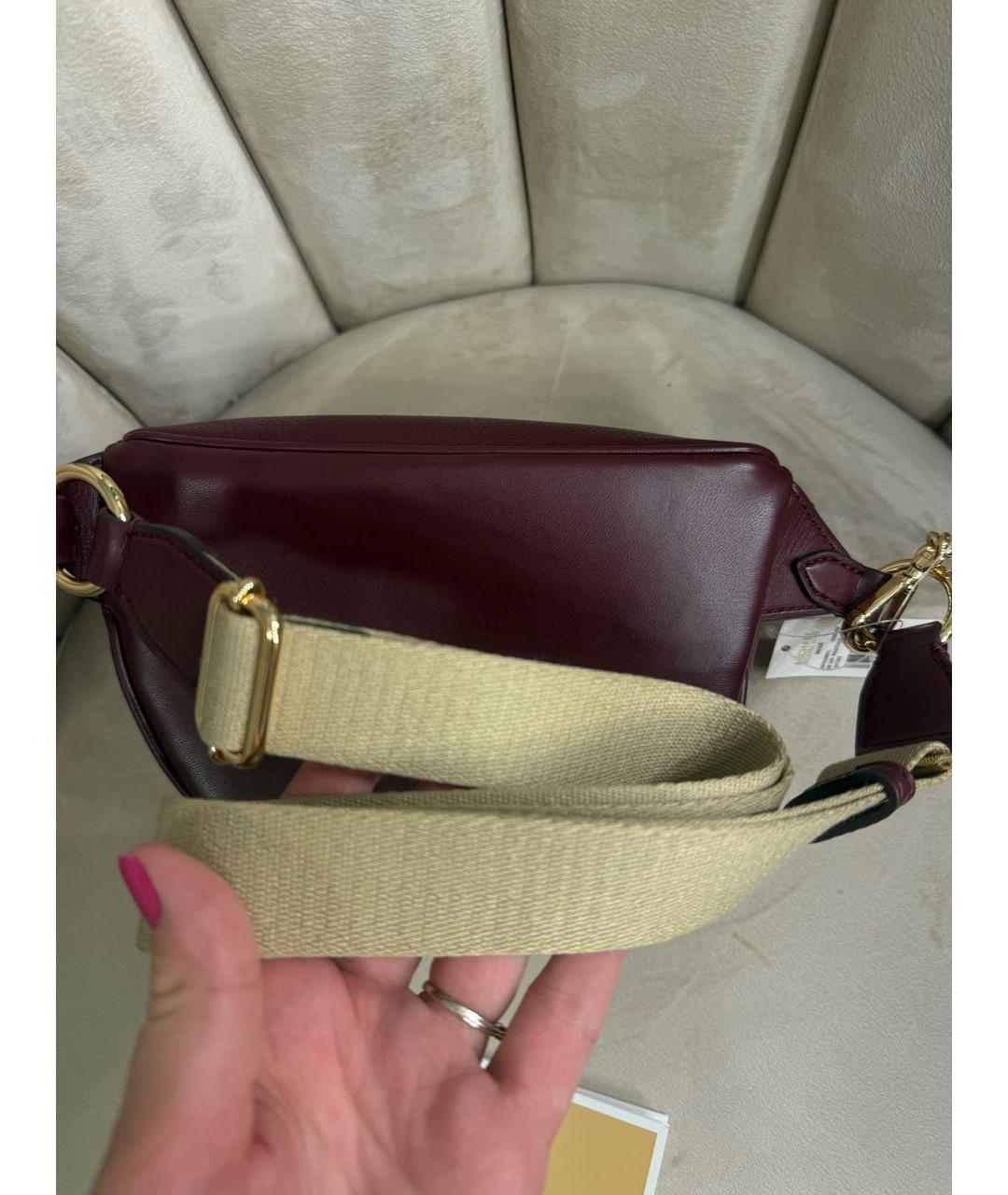 MICHAEL MICHAEL KORS Бордовая кожаная поясная сумка, фото 3