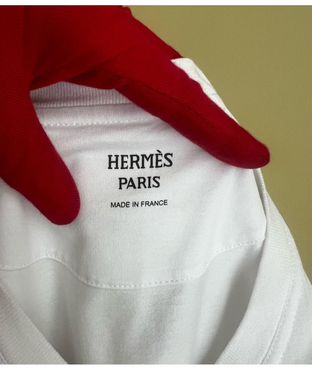 HERMES Белая хлопковая футболка, фото 6