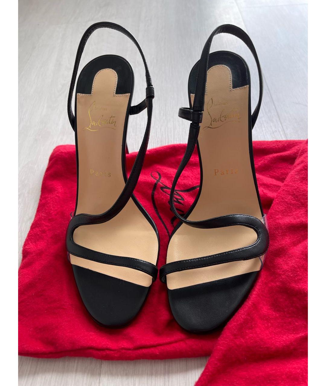 CHRISTIAN LOUBOUTIN Черные кожаные босоножки, фото 2