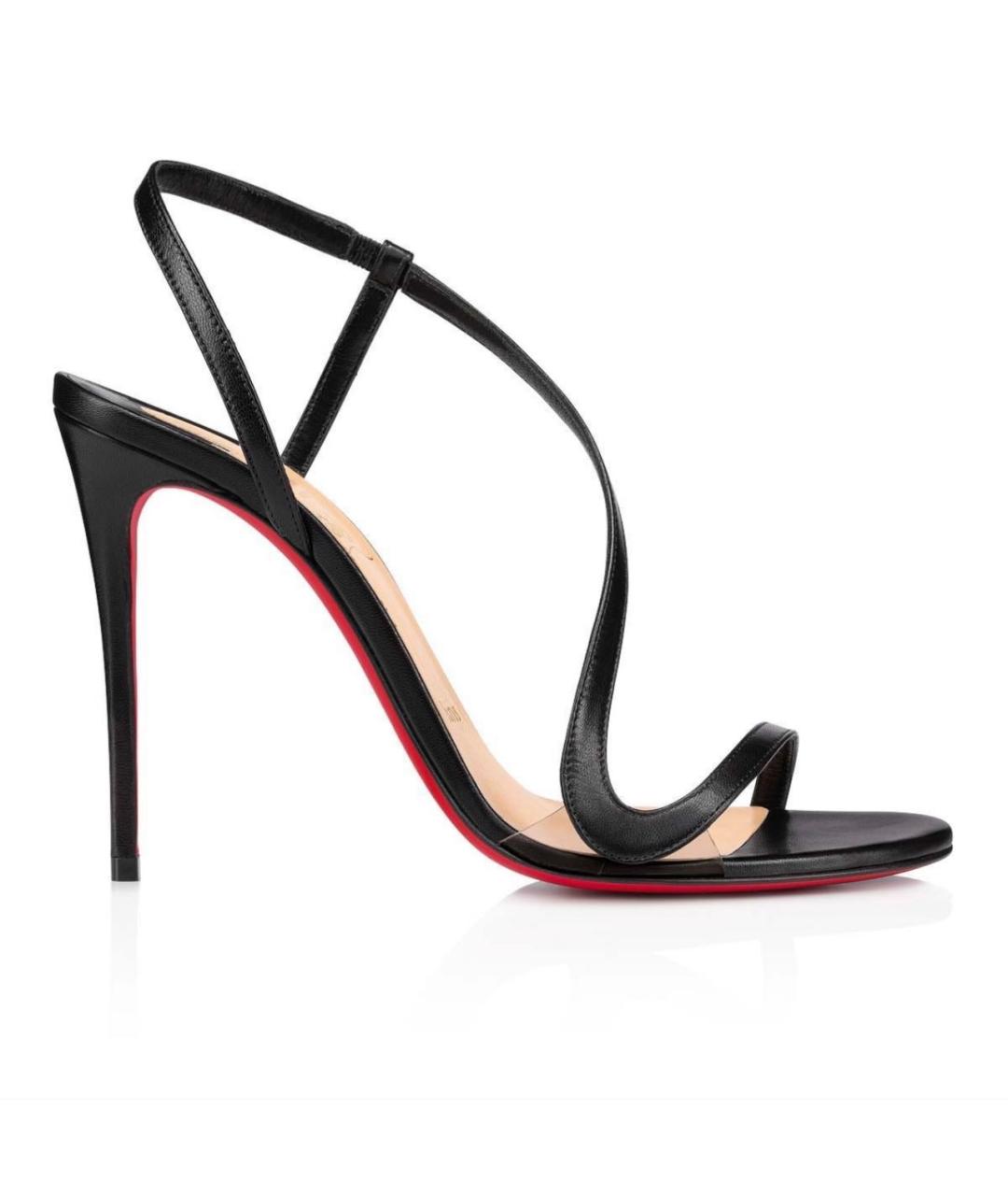 CHRISTIAN LOUBOUTIN Черные кожаные босоножки, фото 6