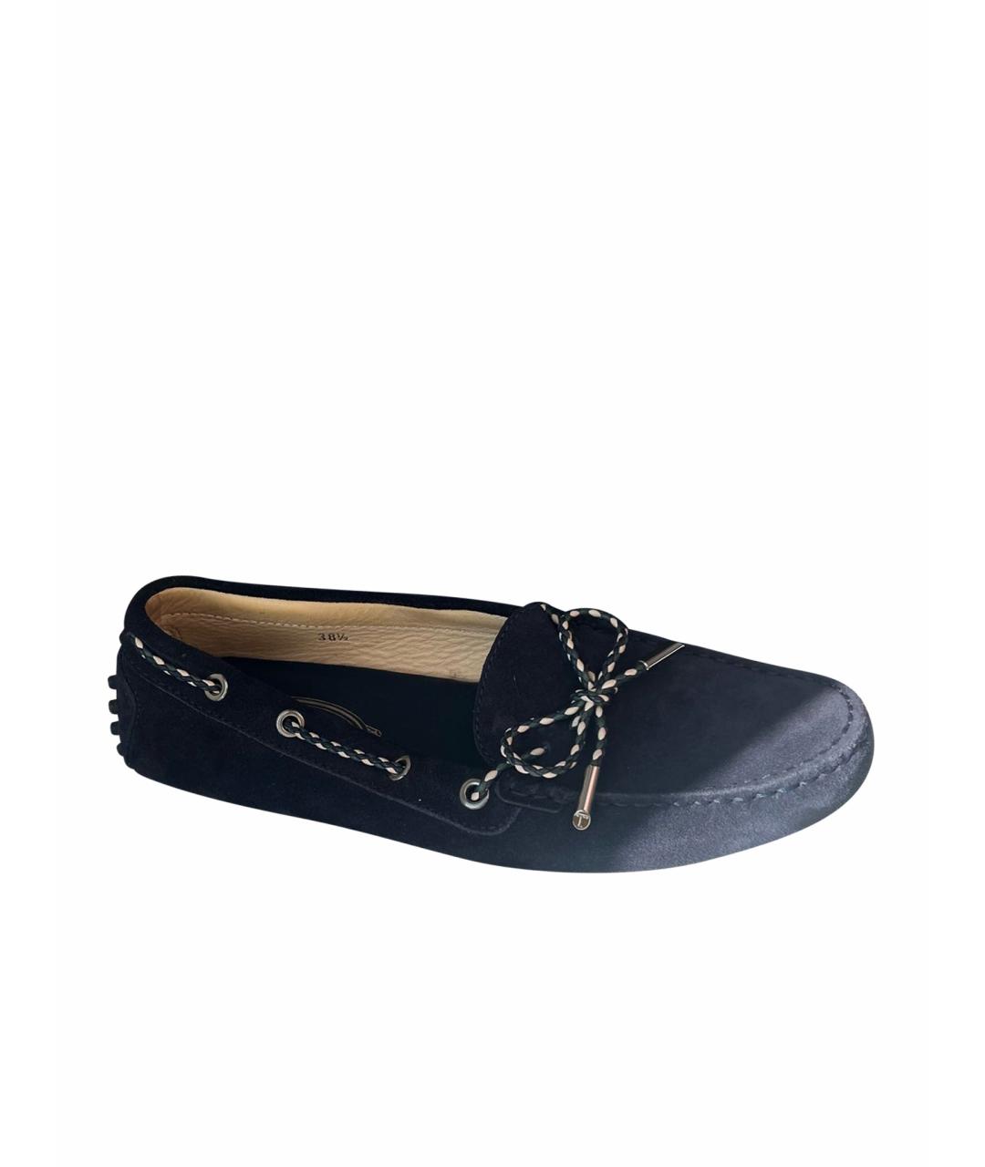 TOD'S Темно-синие замшевые мокасины, фото 1