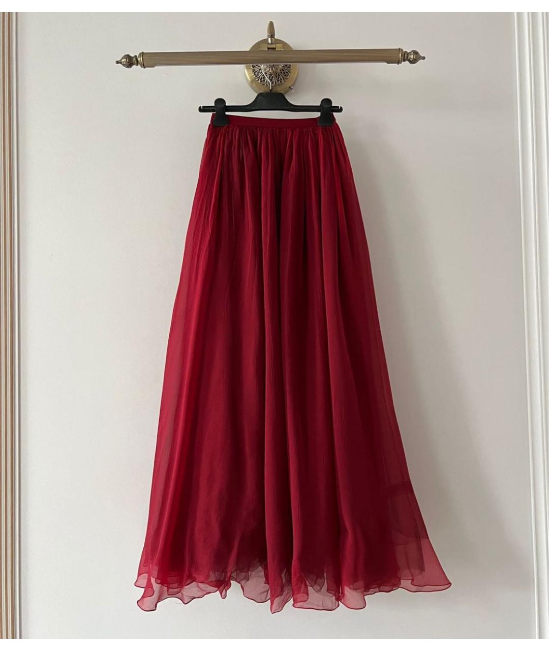 CHRISTIAN DIOR Бордовая полиамидовая юбка макси, фото 2