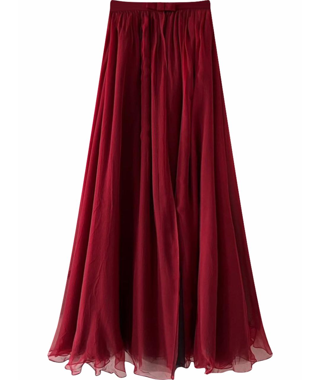 CHRISTIAN DIOR Бордовая полиамидовая юбка макси, фото 1